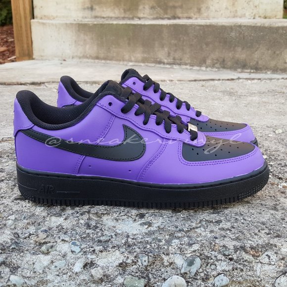Nike Air Force 1 Low Black n Purple Custom NWT - Picture 2 of 9